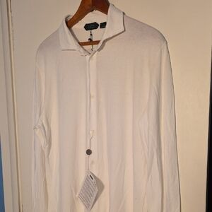 NWT Zanone Large (42) Ice Cotton Bright White LS Shirt Great Gift! Ships Today!